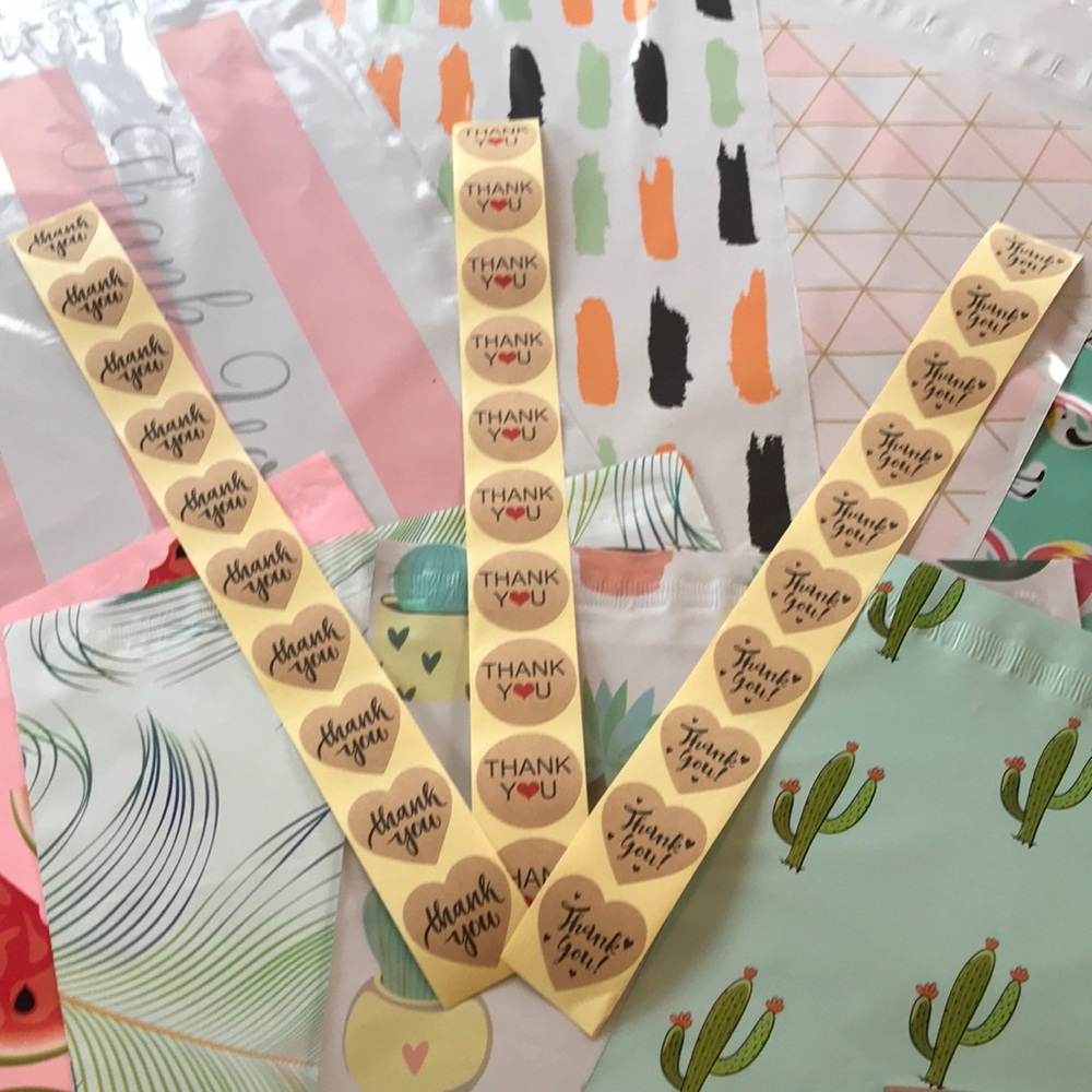 30 Assorted Polymailer & 30 Thank-you Stickers - Picture 4 of 6